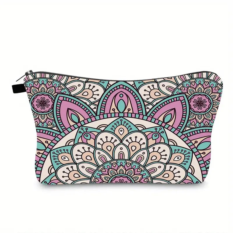 Mandala Flowers Print Makeup Bag for Travel and Organizer